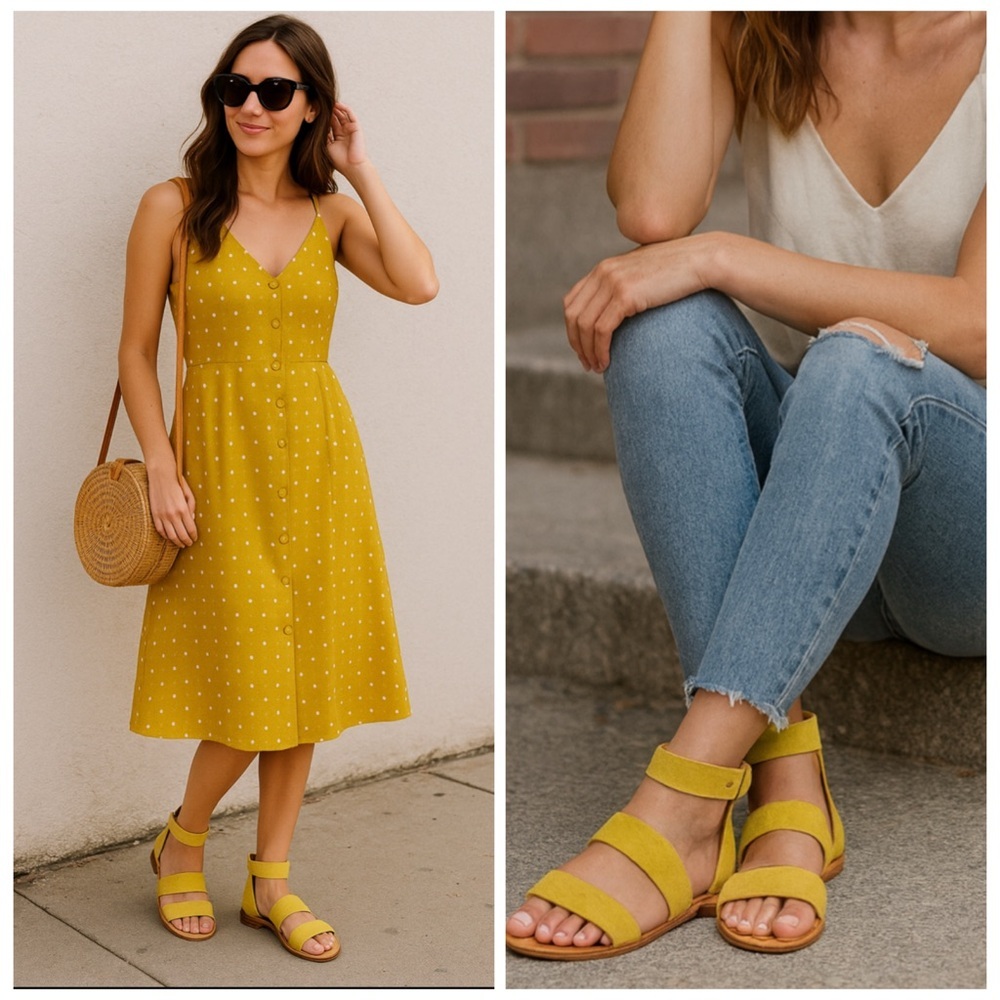 Frye Evie 2-Band Leather Sandals Lime Yellow Size 10 NWT